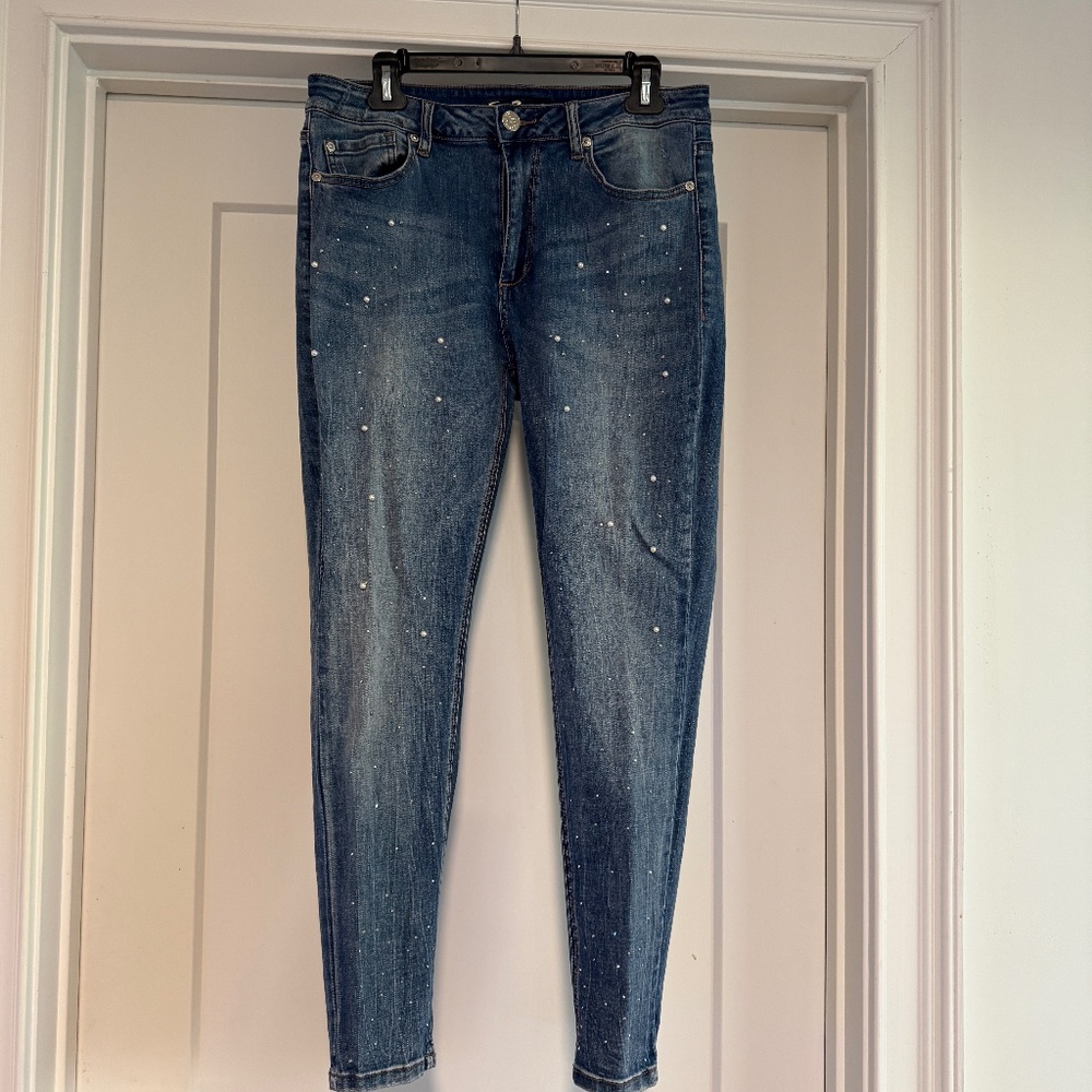 Rhinestone and Pearl Embellished Seven Jeans
